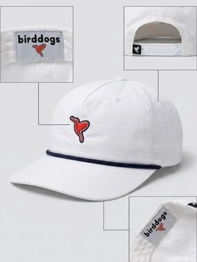 Birddogs Men’s White Ripstop Rope Snapback Golf Hat – Like New